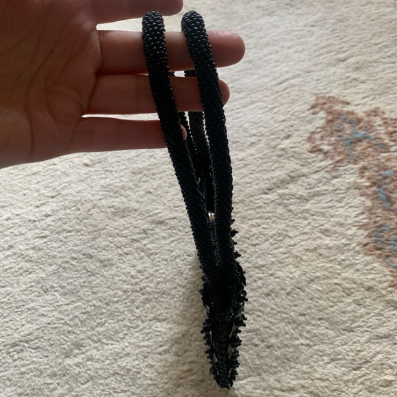 NEW RARE Vintage 90s Italian Designer Cozzi Black Beaded Mini Bag Hand Beaded - Picture 14 of 17